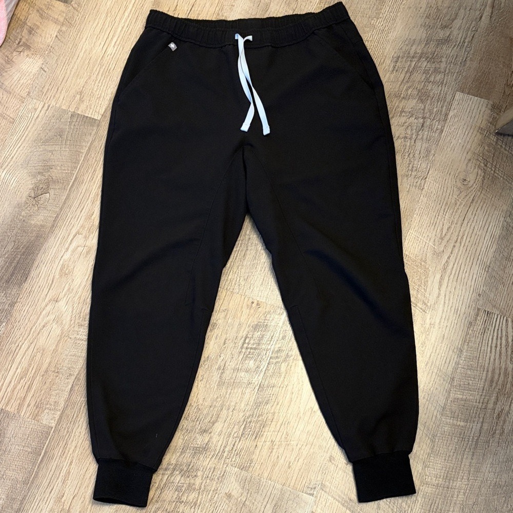 Figs Black Jogger Pants with White Drawstring